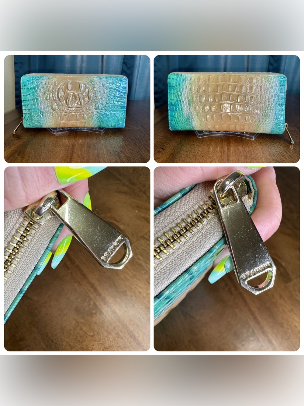 Brahmin GUC Skyler - Ocean Ombré - Travel Wallet/Clutch - FULL Eye - HTF, Rare - Picture 9 of 15